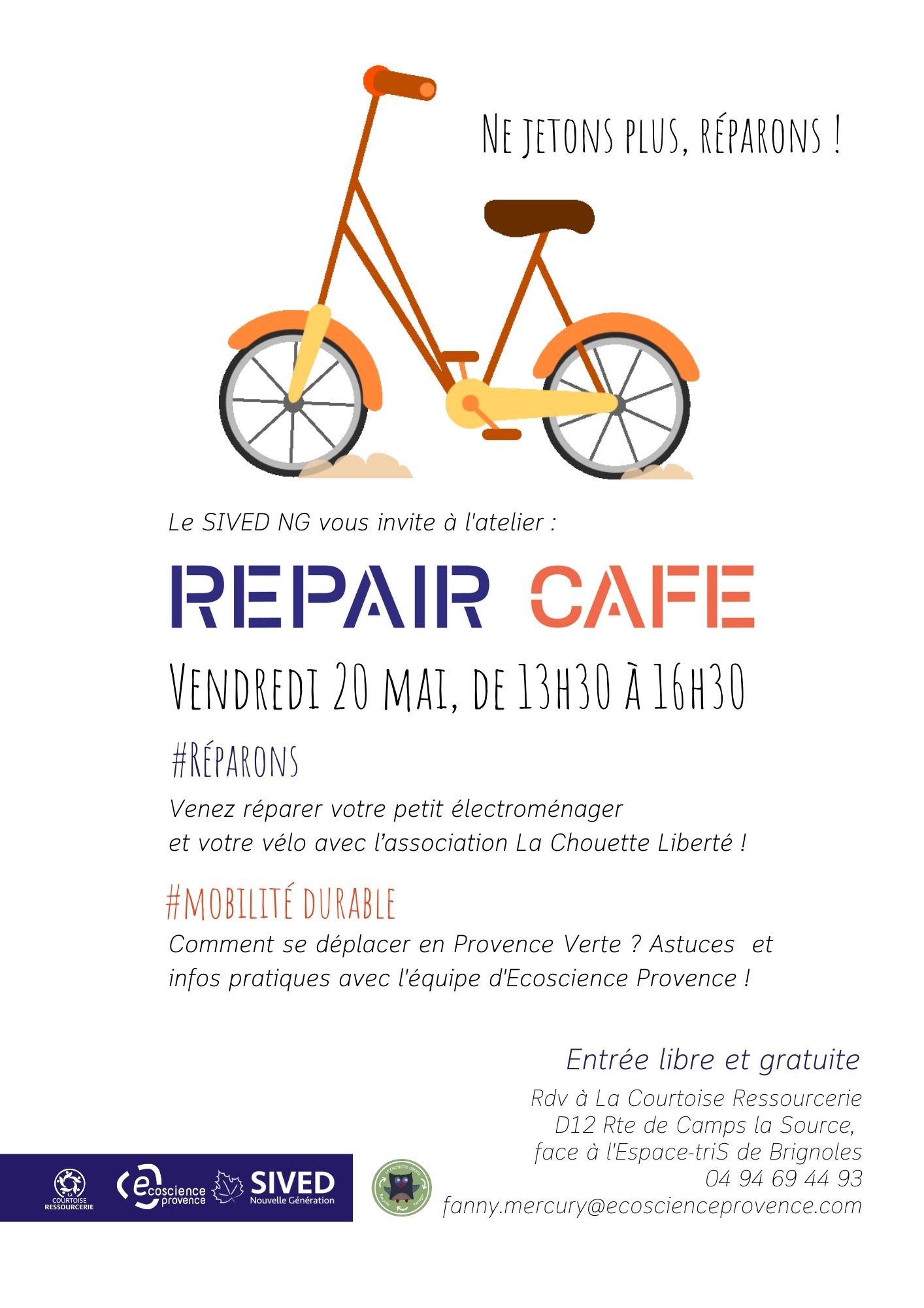 REPAIR CAFE A LA COURTOISE RESSOURCERIE DE BRIGNOLES VENDREDI 20 MAI DE 13H30 A 16H30